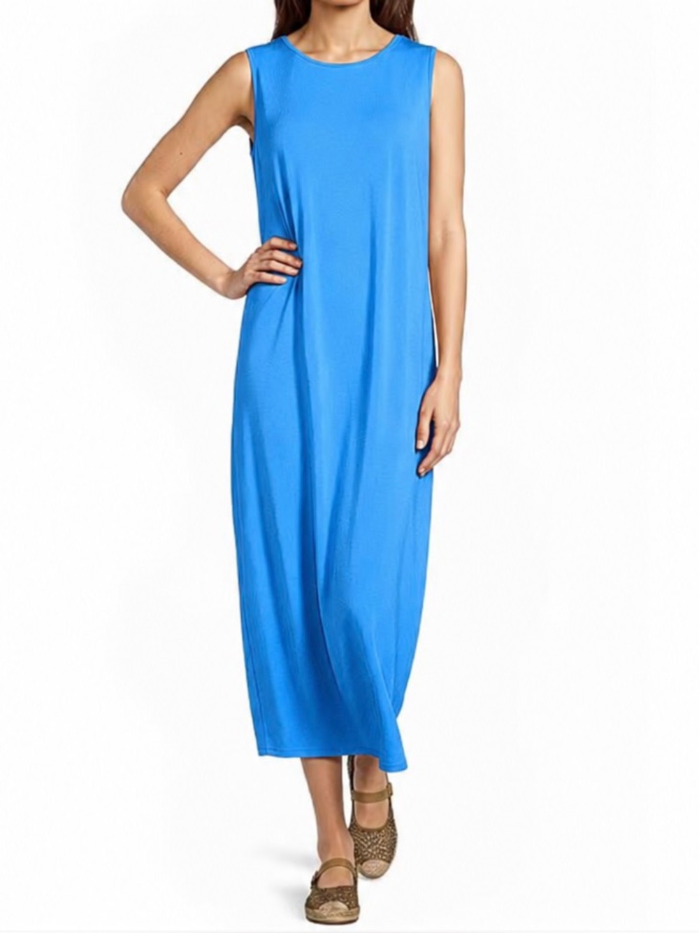 NWT Eileen Fisher Stretch Jersey Knit Round Neck Sleeveless Oval Midi Sz S